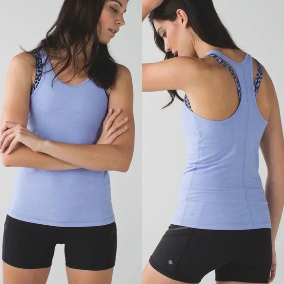 Lululemon Inspiration Tank II Heathered Lullaby / Ace Spot Lullaby Black Size 4 - Picture 1 of 10